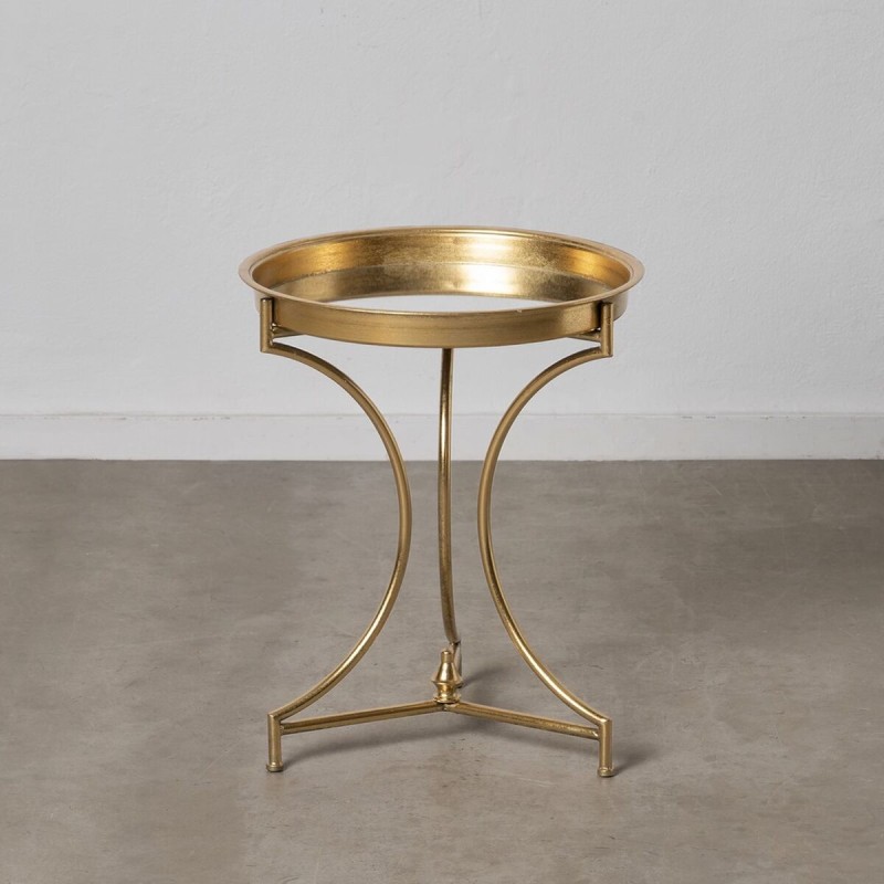 Mesa de apoio 51 x 51 x 63 cm Cristal Dourado Metal