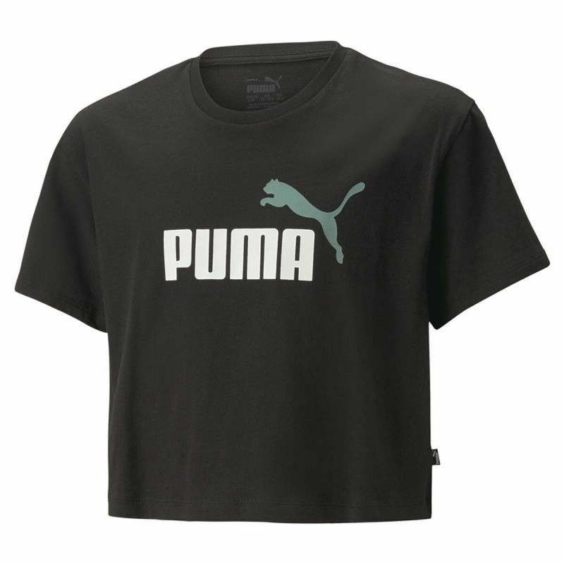 Camisola de Manga Curta Infantil Puma Logo Cropped  Preto