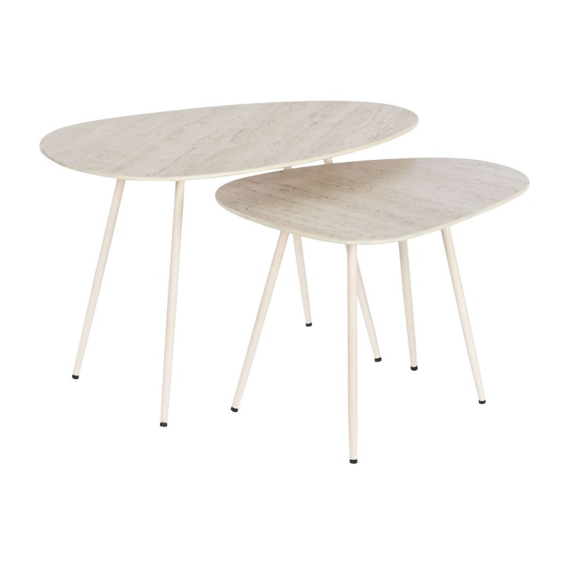 Conjunto de 2 mesas Home ESPRIT Branco Bege Marrom claro 73 x 43 x 45 cm